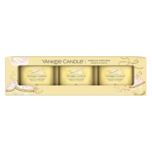 YANKEE CANDLE vanilla cupcake kvapiųjų žvakių rinkinys, 3 x 37 g