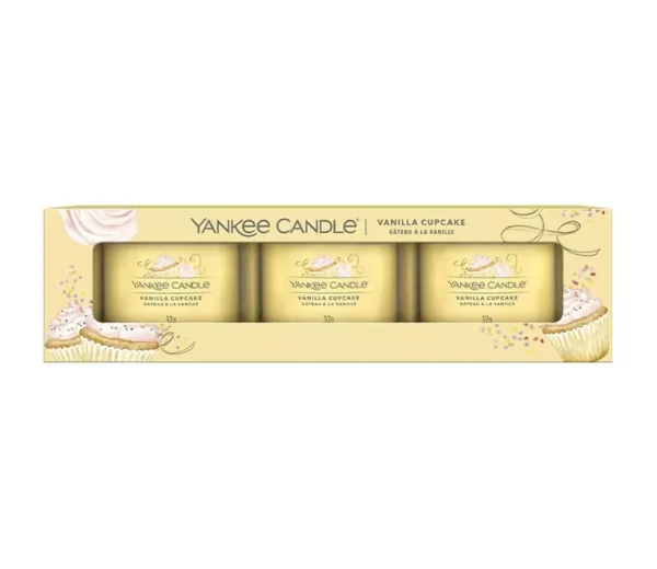 YANKEE CANDLE vanilla cupcake kvapiųjų žvakių rinkinys, 3 x 37 g