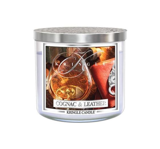 KRINGLE CANDLE COGNAC AND LEATHER kvapioji žvakė, 411 g